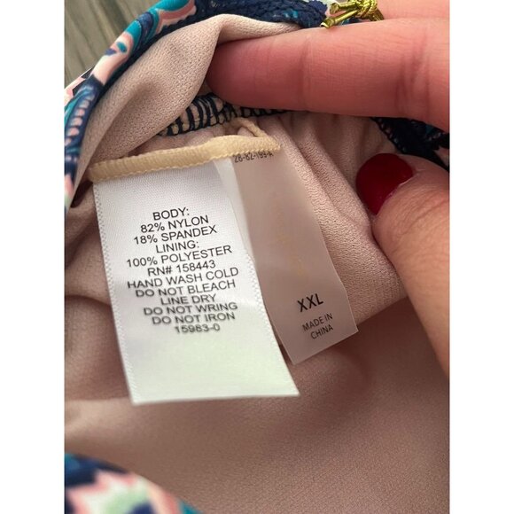 NWT  Womens Geometric Print One-Piece Swimsuit With Adjustable Straps & Removabl - Picture 5 of 5